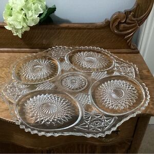 Homestead Glass Underplate Star & Diamond Pattern VINTAGE
